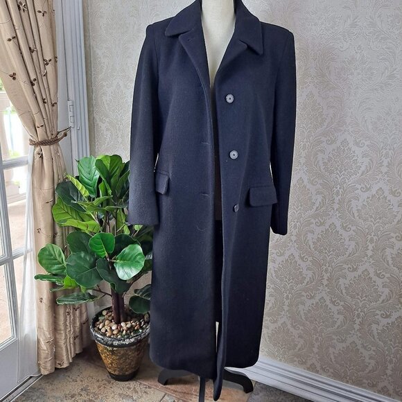 Jason Kole Women's Size 8P Black Long Coat Winter Trench Coat 100% Wool EUC - Picture 7 of 14